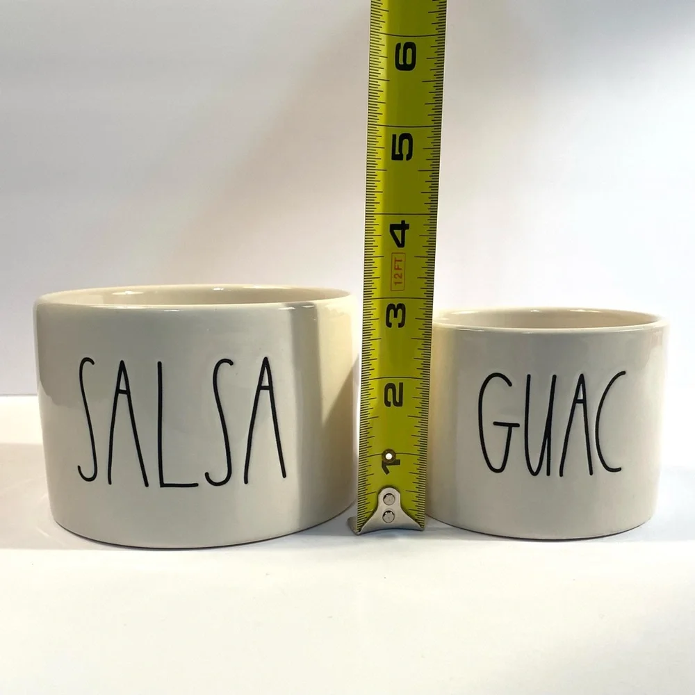 Rae Dunn SALSA and GUAC Ceramic Pottery Serving Bowl Set Party Appetizer Dishes